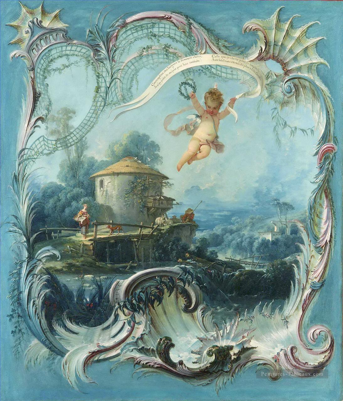 La maison enchantée Un paysage pastoral surmonté par Cupidon François Boucher Peintures à l'huile